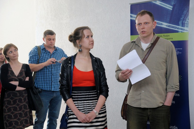 Parodos „Klaipėdos architektūra 2013“ kuratoriai Vaidotas Dapkevičius (dešinėje) ir Gerda Antanaitytė. Algirdo Kubaičio nuotr.