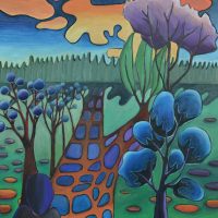 Agota Bričkutė. Apmąstant Edvardą Munką II. 40x50 cm, aliejus, drobė, 2021 m.