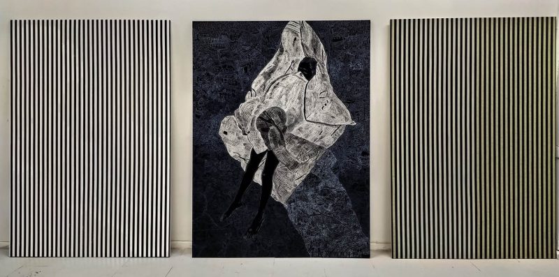 Linas Liandzbergis. Šeštoji diena. 2019 m., akrilas, drobė, markeriai, 200x420 cm.