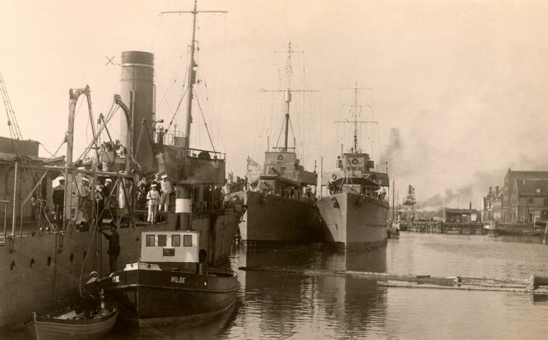 Prancūzijos ir Didžiosios Britanijos karo laivų vizitas Klaipėdos uoste. 1921 m. liepos 24 d. Vaukaire šeimos archyvo nuotr.
