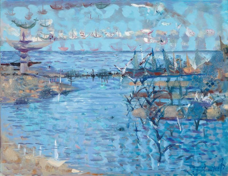 Gražina Janina Vitartaitė. Šventoji įteka į jūrą. 2020 m. Drobė, aliejus, 70x90 cm