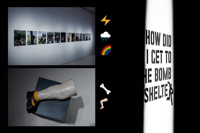 Parodos „Kaip aš patekau į slėptuvę / How Did I Get To The Bomb Shelter“ fragmentai. Domo Rimeikos nuotr. koliažas